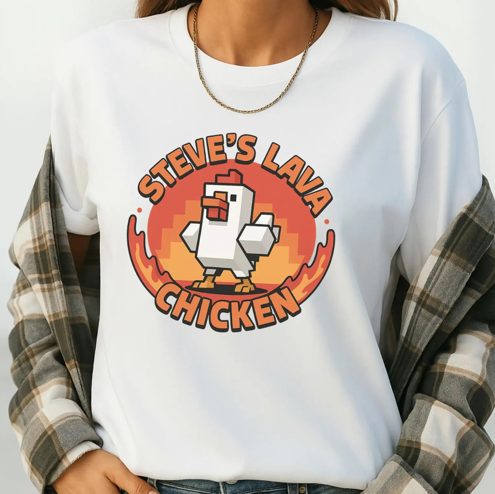 Lava Chicken Shirt Minecraft Gamer Tee White